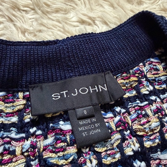 St. John Navy Multi Color Knit Sweater - Size 8 - Picture 4 of 6